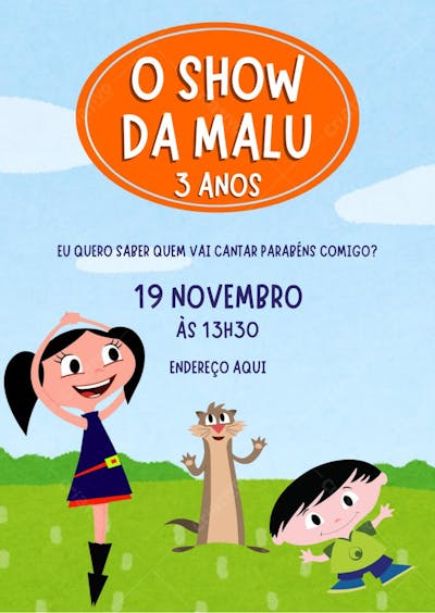 Convite de aniversário infantil O Show da Luna
