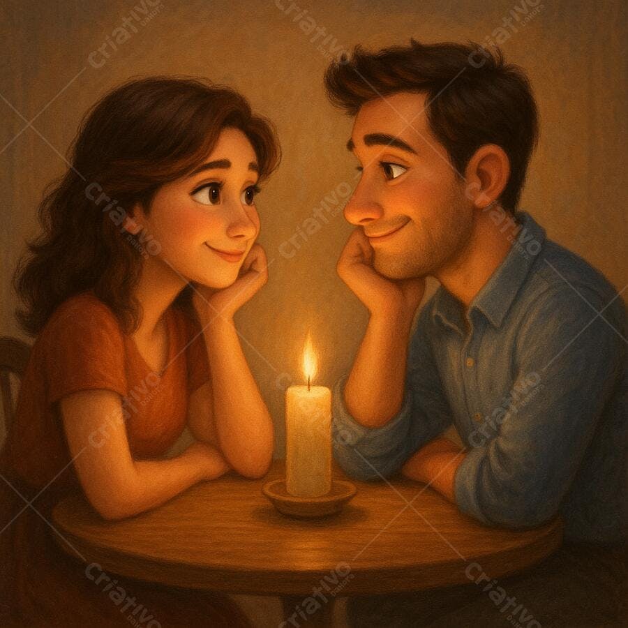 Casal apaixonado à luz de velas