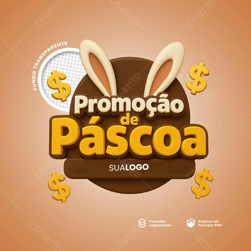 COMPOSIÇÃO DE SELO 3D Feliz PASCOA 2