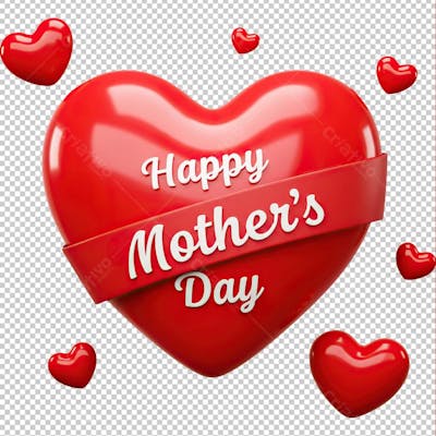 Selo 3D vermelho feliz dia das mães