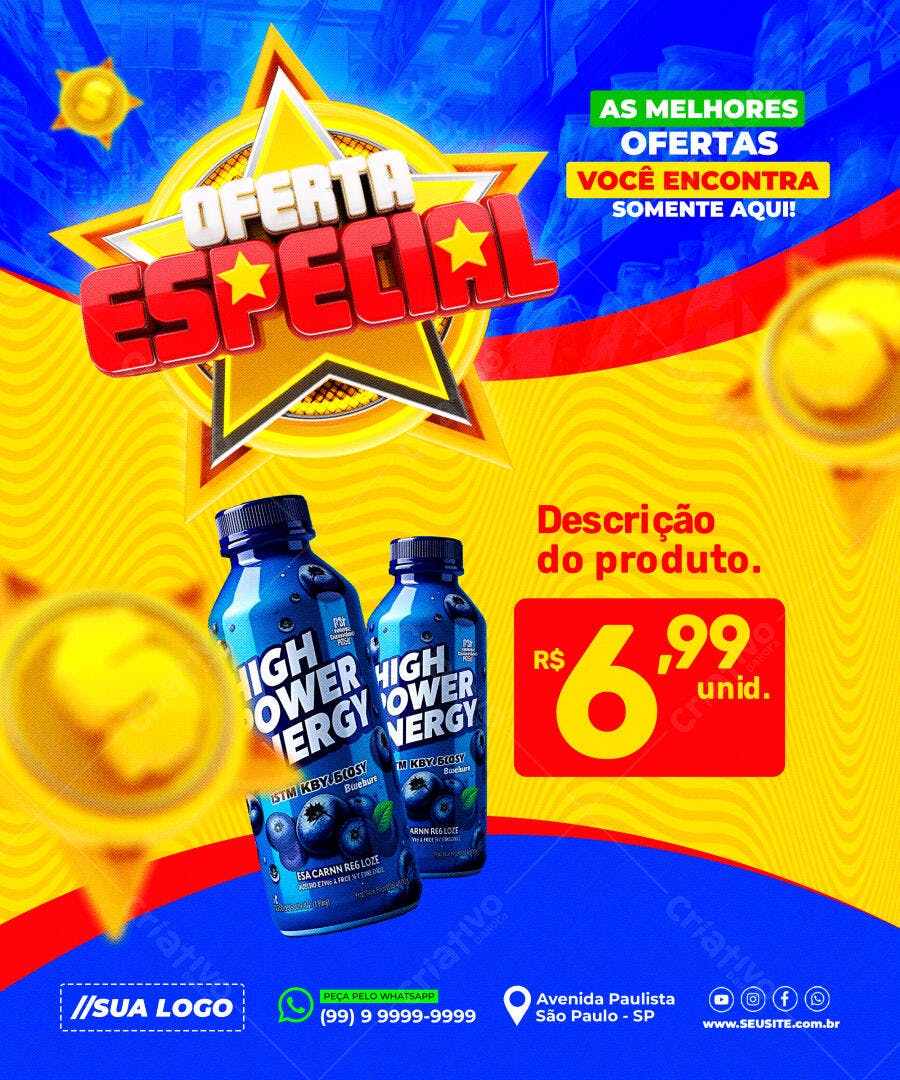 Flyer Oferta Especial Bebida Energética PSD Editável