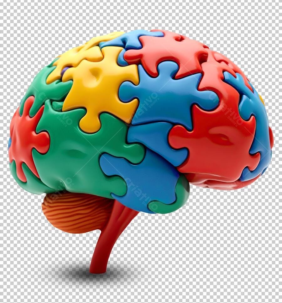 Ilustração Cérebro Puzzle PNG com fundo transparente