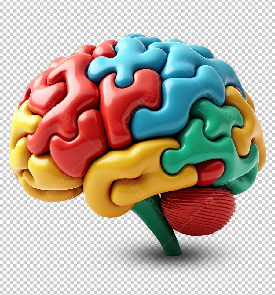 Ilustração Cérebro Puzzle PNG com fundo transparente