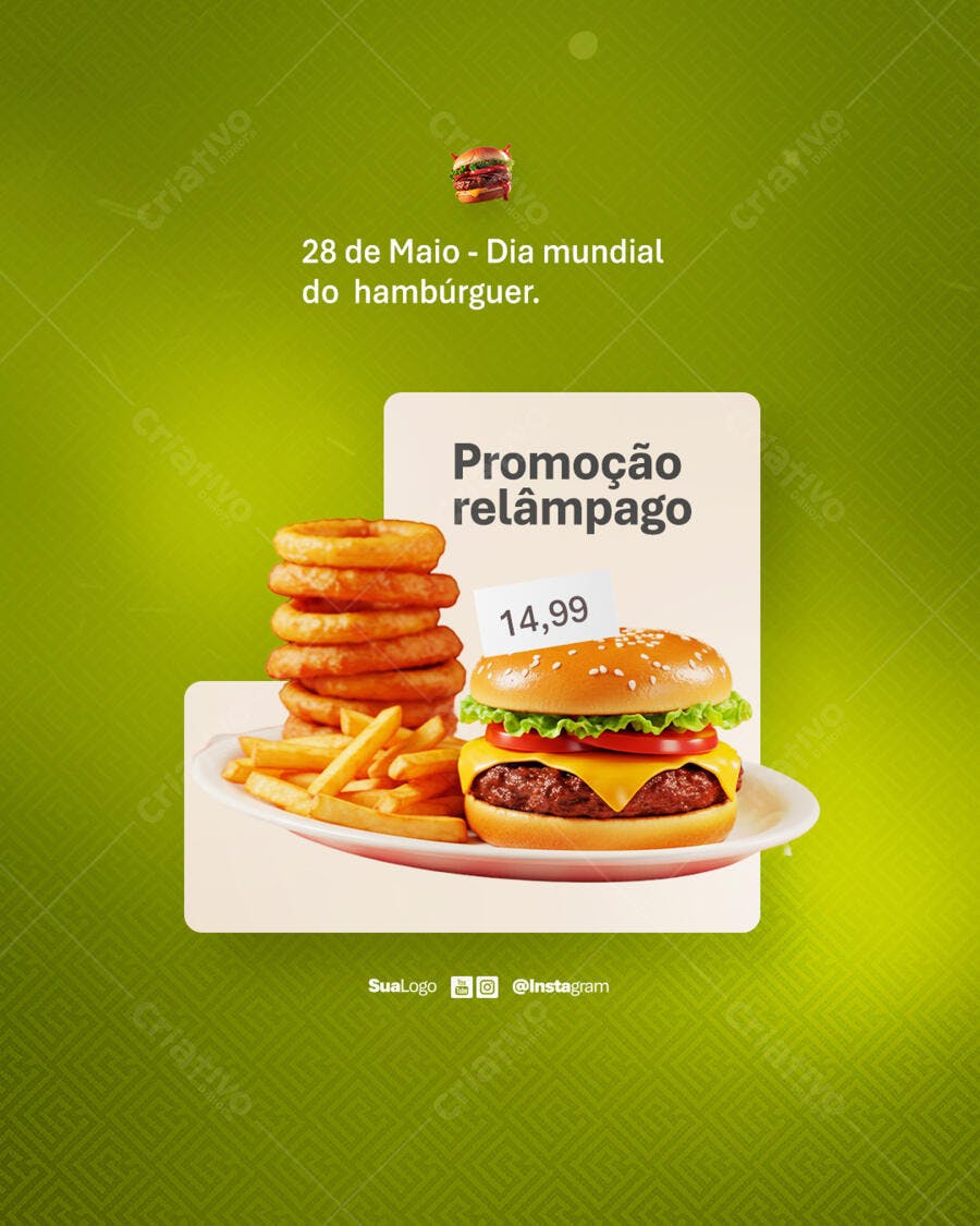 Flyer Dia do Hambúrguer 28 de Maio PSD Editável