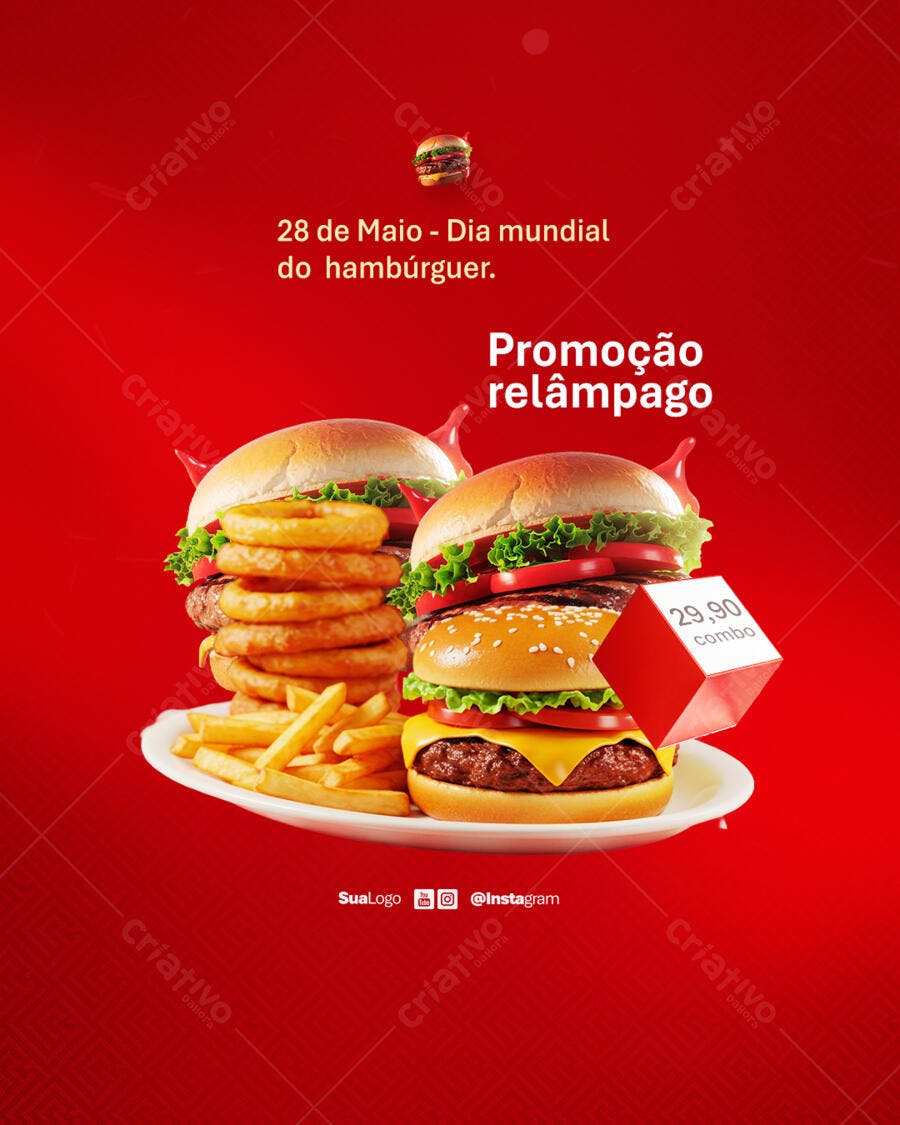 Flyer Dia Mundial do Hambúrguer PSD Editável