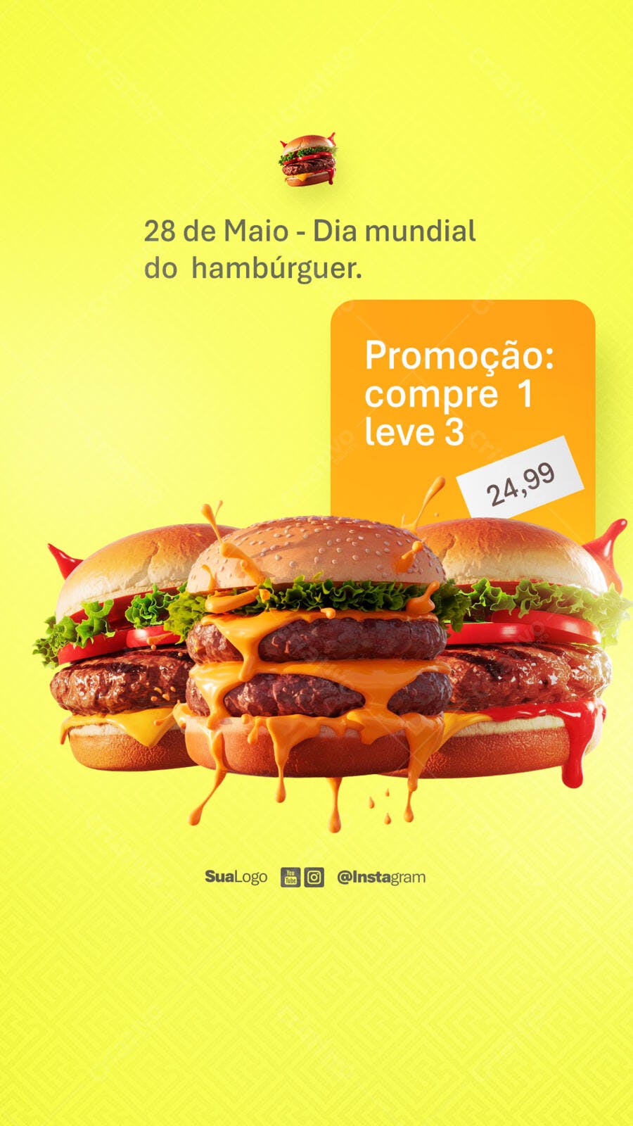 Flyer Dia do Hambúrguer 28 de Maio PSD Editável