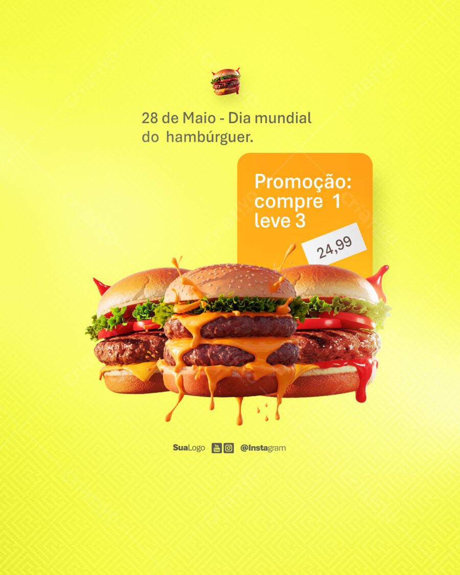 Flyer Dia do Hambúrguer 28 de Maio PSD Editável