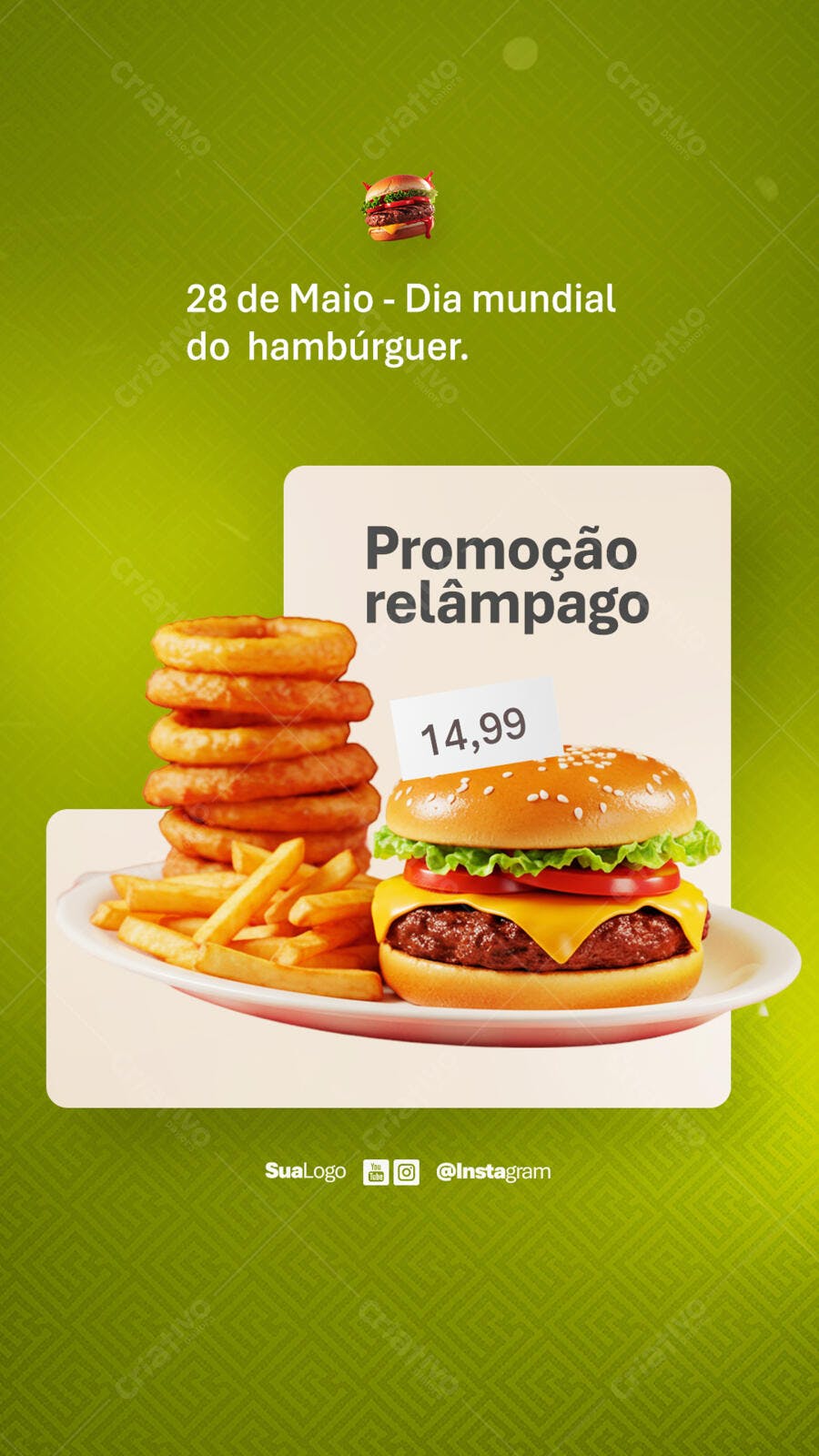Flyer Dia do Hambúrguer 28 de Maio PSD Editável