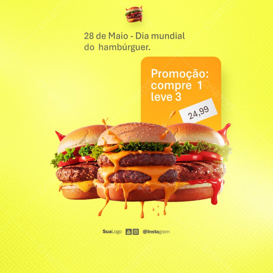 Flyer Dia Mundial do Hambúrguer PSD Editável