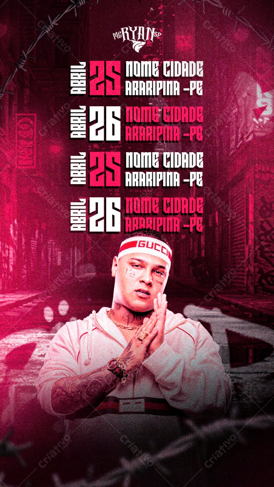 Flyer Show Mc Ryan em Araripina - PE PSD Editável