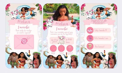 Convite musical infantil Moana 