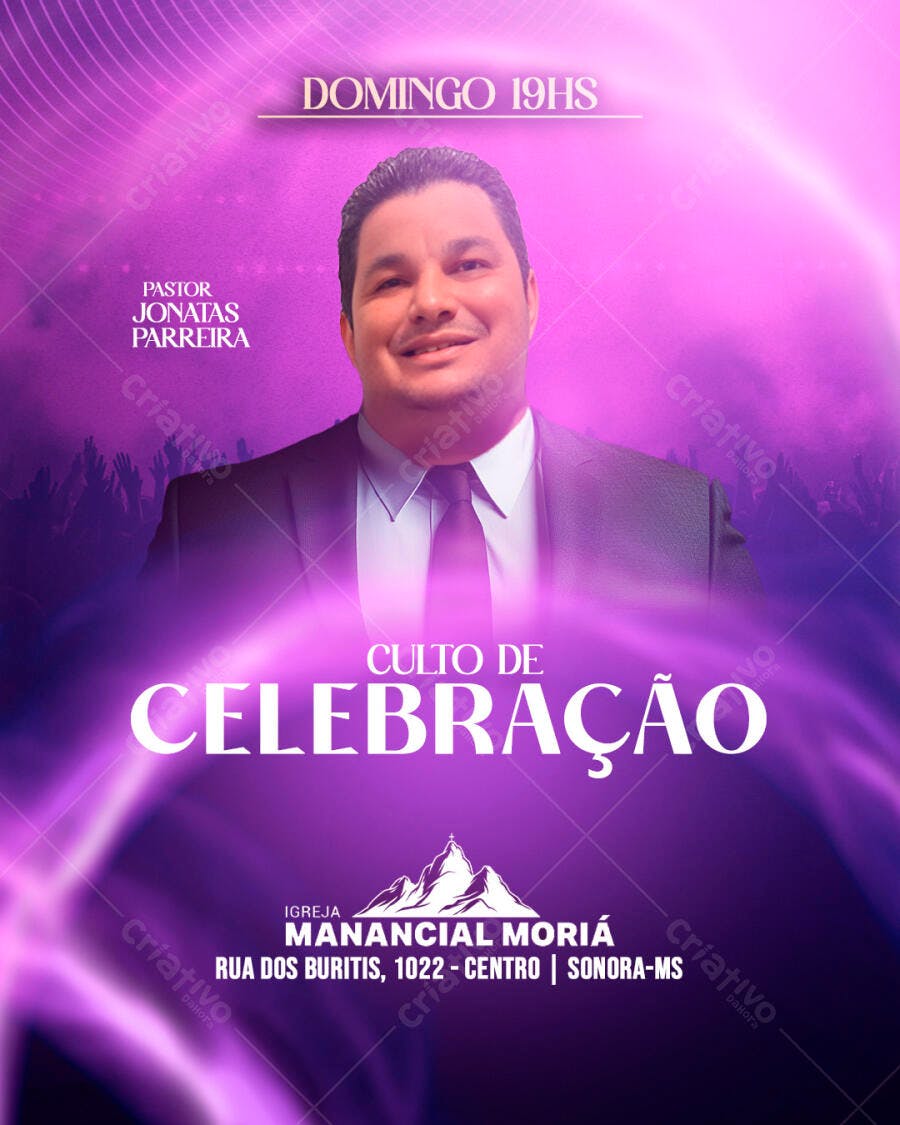 Flyer para Culto de Celebração Domingo PSD Editável