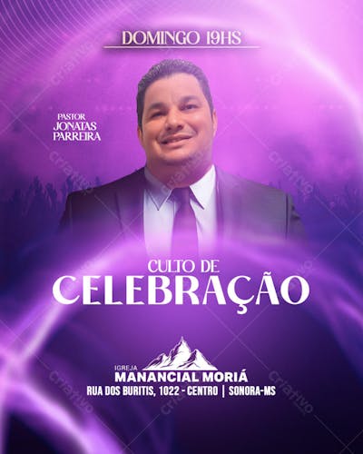 Social Media PSD Editável CULTO DE CELEBRAÇÃO DOMINGO CULTO DA FAMILIA