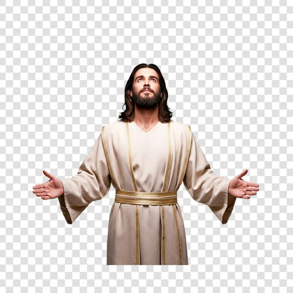 Jesus Cristo braços abertos olhando para cima