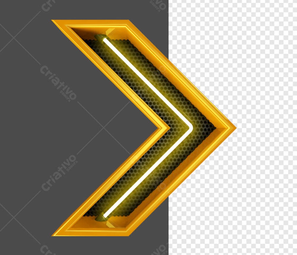 SETA AMARELO NEON EM 3D