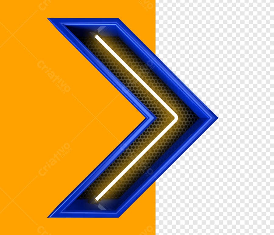 Seta Neon Azul e Amarelo PSD Editável