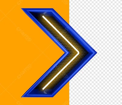 SETA AZUL NEON EM 3D