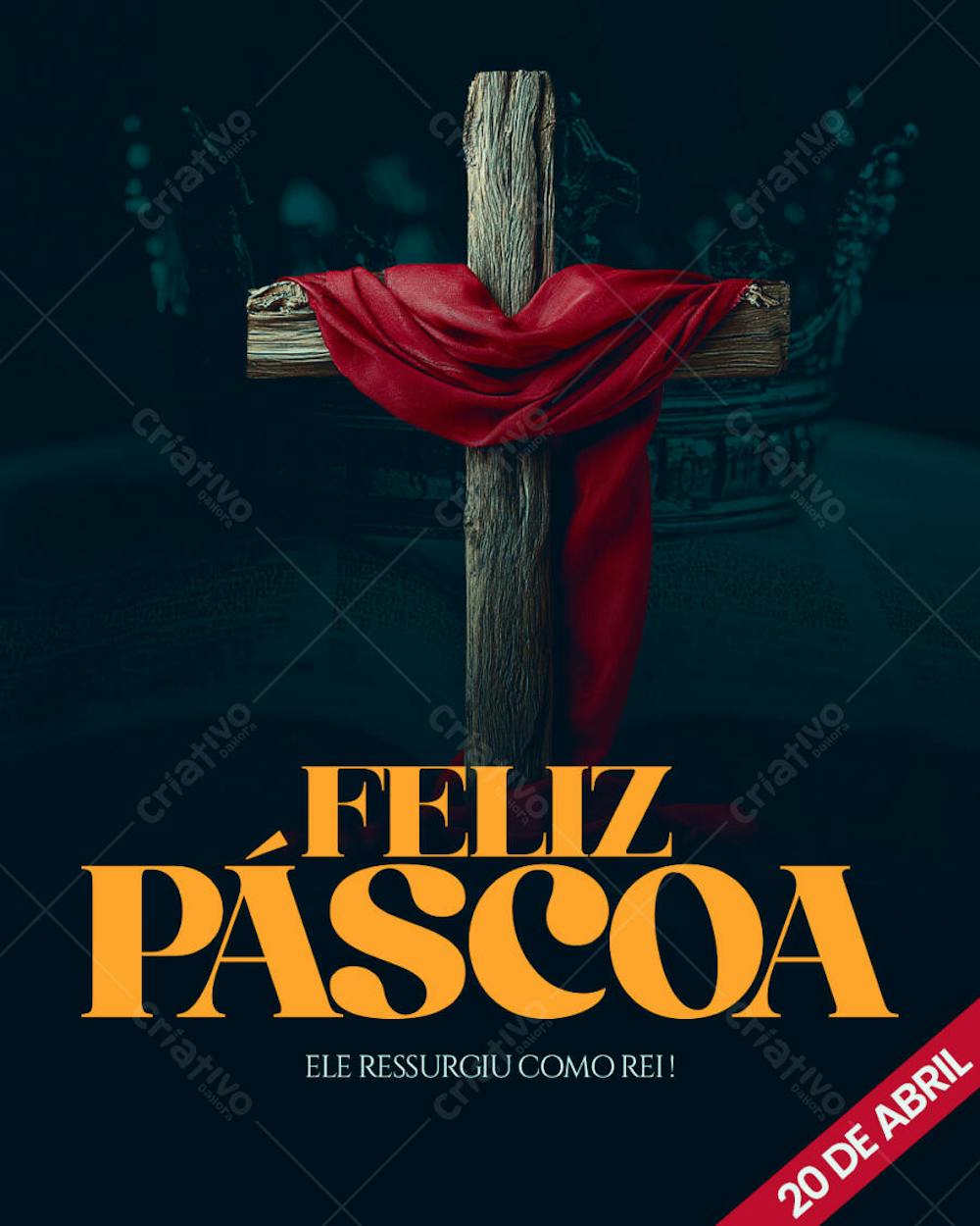 Social Media PSD Editável FELIZ PÁSCOA REI BIBLIA