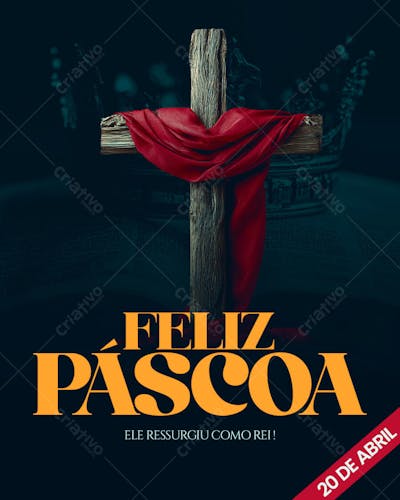 Social Media PSD Editável FELIZ PÁSCOA REI BIBLIA