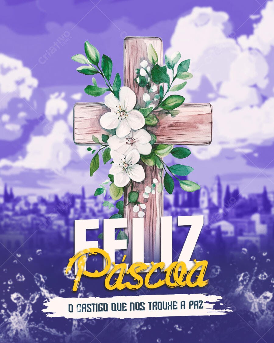 Flyer Feliz Páscoa PSD Editável