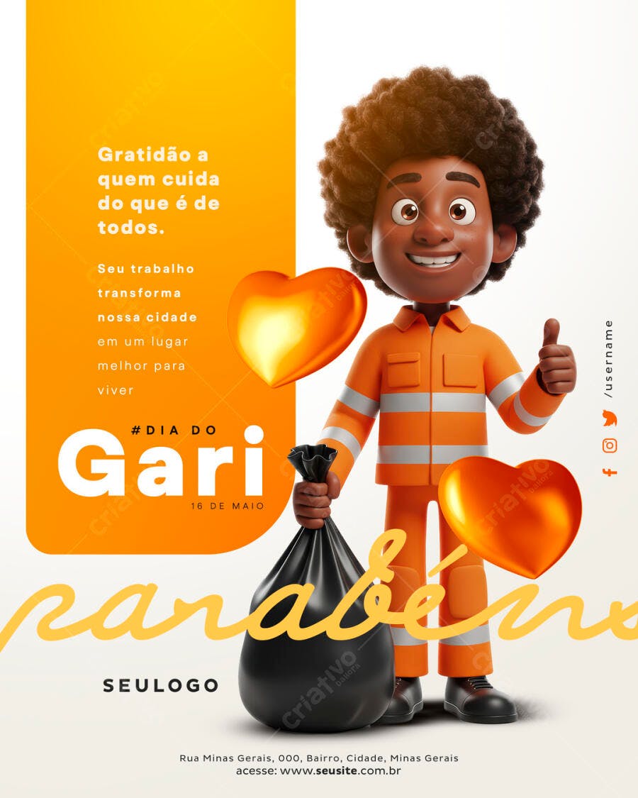 PSD para o Dia do Gari 16 de Maio PSD Editável