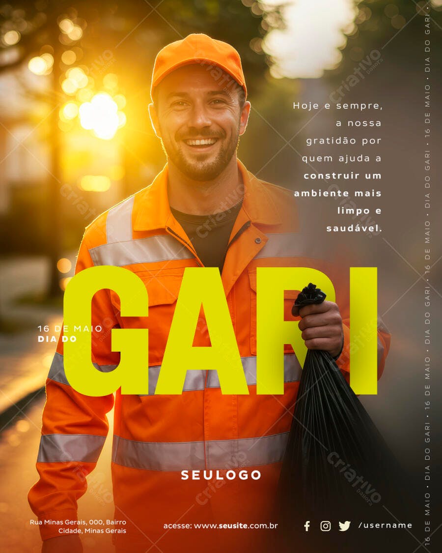 Flyer Dia do Gari PSD Editável