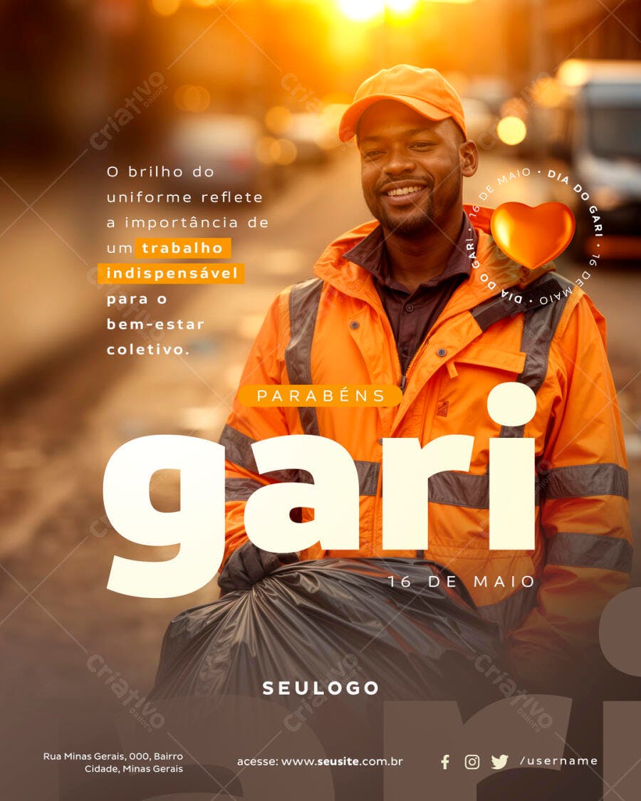 Flyer Dia do Gari PSD Editável