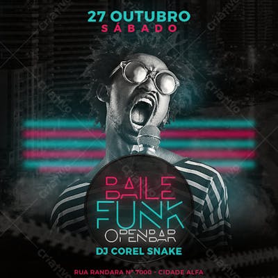 Flyer baile funk open bar
