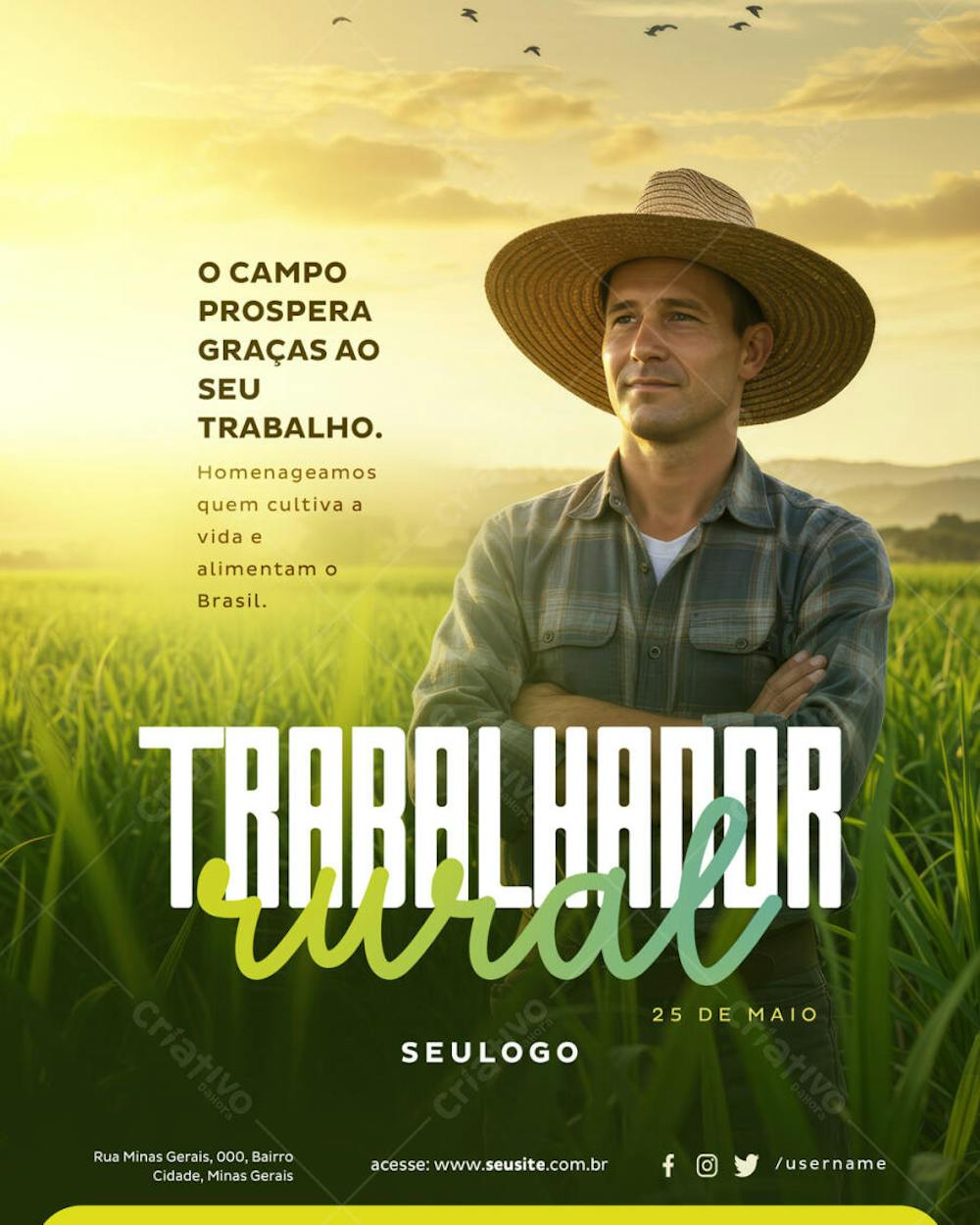 PSD EDITÁVEL • 25 DE MAIO • DIA DO TRABALHADOR RURAL 02-25 - 2