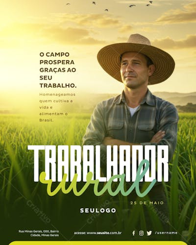 PSD EDITÁVEL • 25 DE MAIO • DIA DO TRABALHADOR RURAL 02-25 - 2