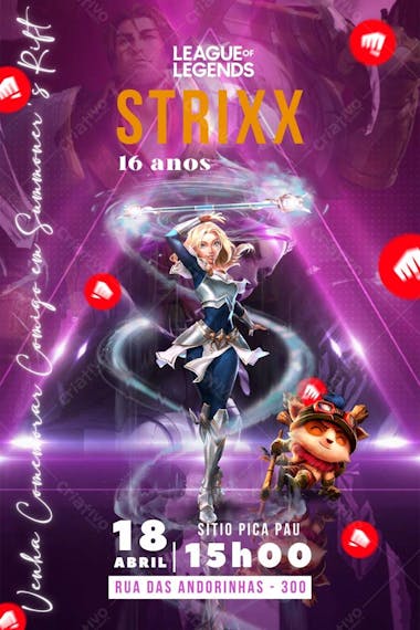 Personalized Children's Birthday Invitation League of Legends Lux Game Editable in Canva
