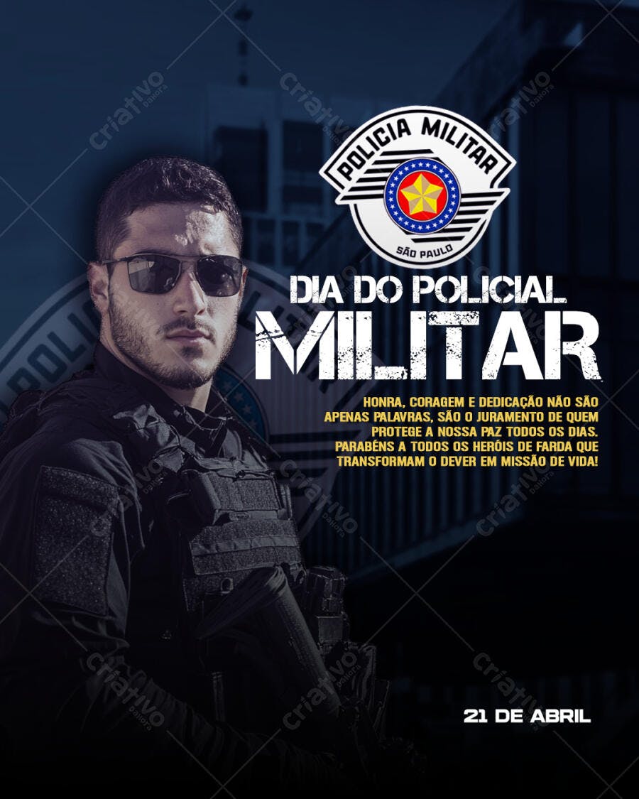 Flyer Dia do Policial Militar PSD Editável