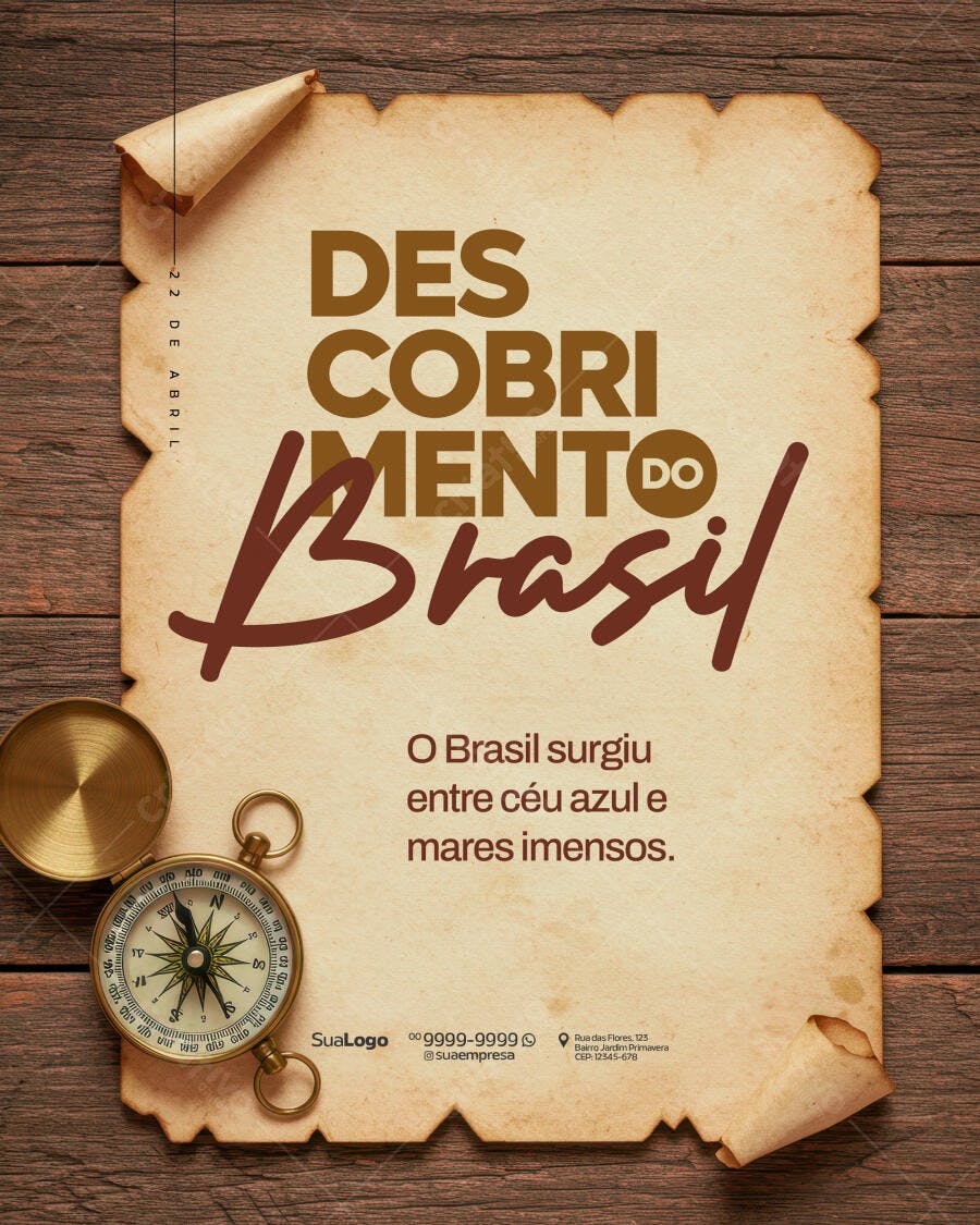Flyer Dia do Descobrimento do Brasil PSD Editável