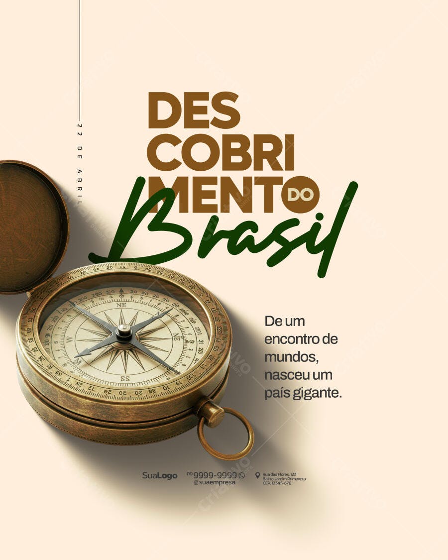 Flyer Descobrimento do Brasil 22 de Abril PSD Editável