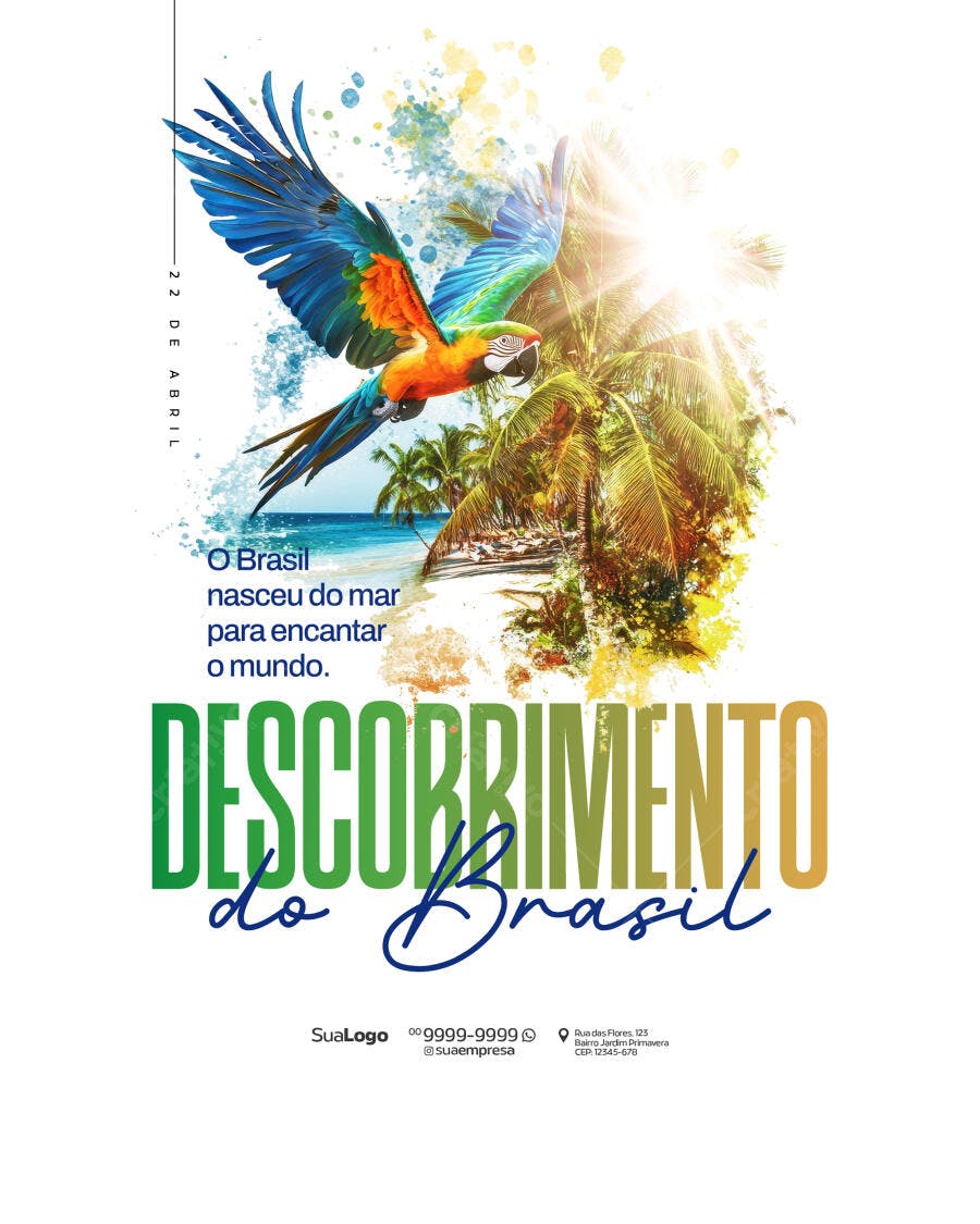 Flyer 22 de Abril Descobrimento do Brasil PSD Editável