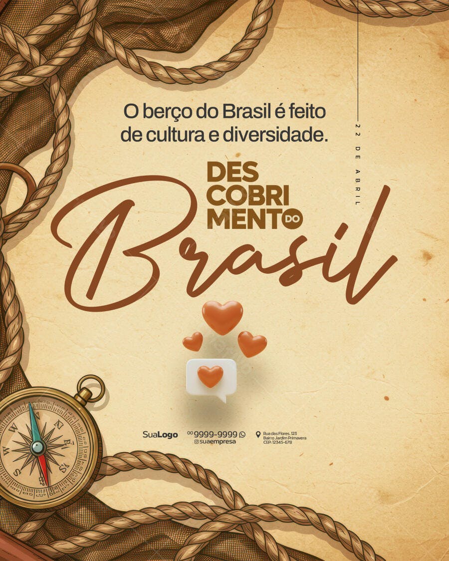 Flyer Dia do Descobrimento do Brasil PSD Editável