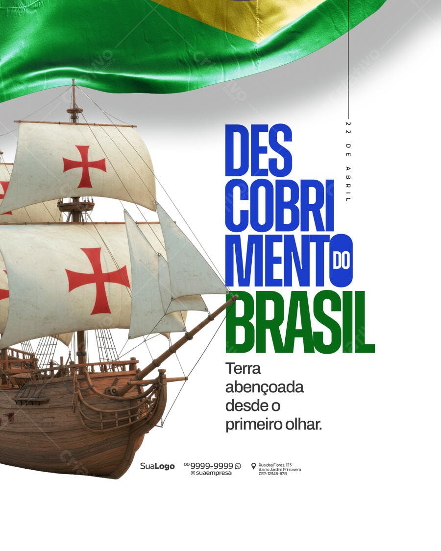 Flyer Dia do Descobrimento do Brasil PSD Editável