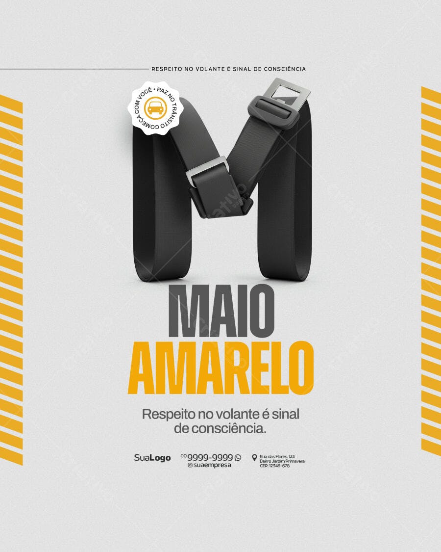 Flyer Maio Amarelo PSD Editável