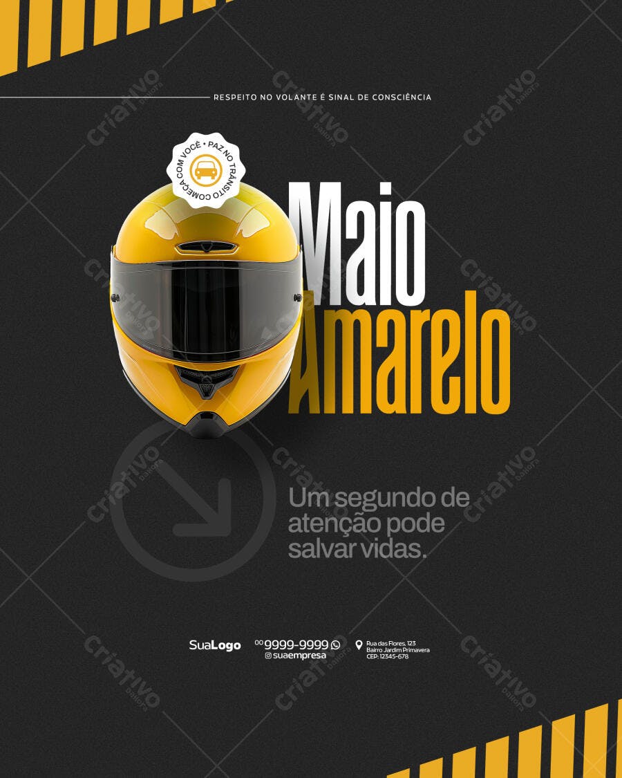 Flyer Maio Amarelo PSD Editável