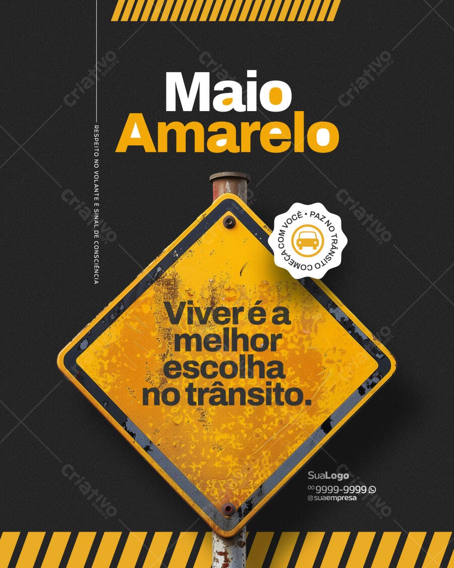 Post para Maio Amarelo PSD Editável