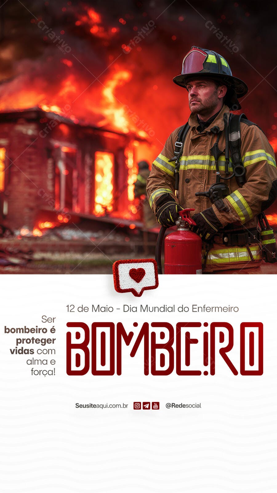 Flyer Dia Mundial do Bombeiro PSD Editável