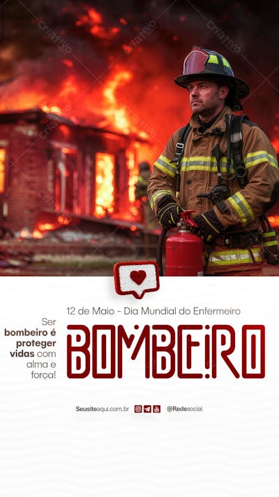 Dia Internacional do Bombeiro - 04 de Maio Dia do Bombeiro Social Media PSD Editável (1)