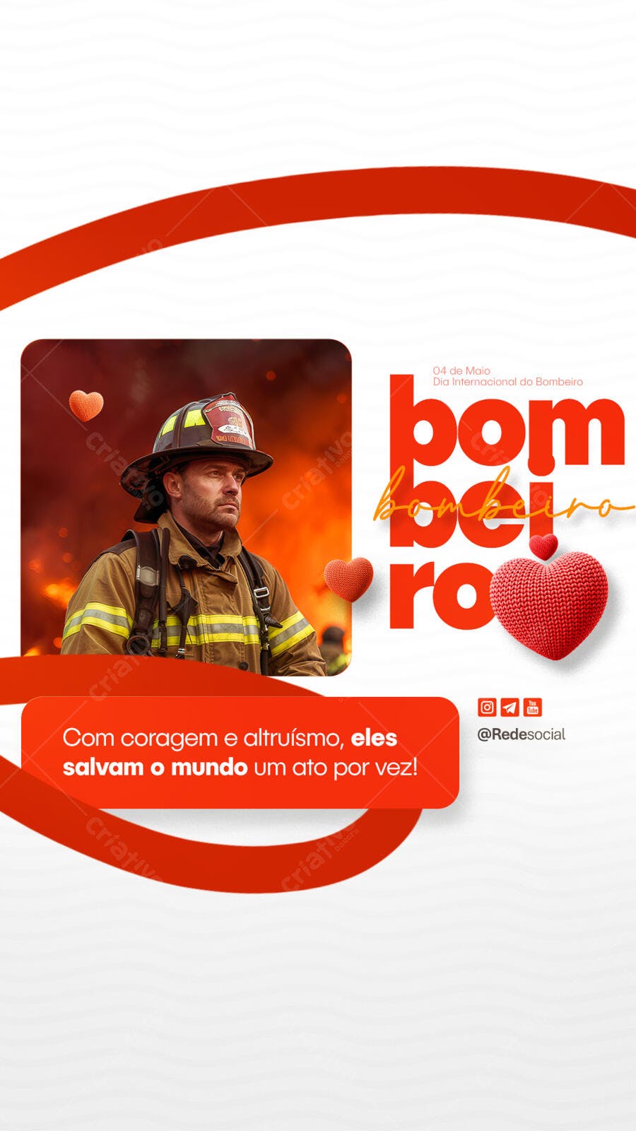 Flyer Dia do Bombeiro 04 de Maio PSD Editável