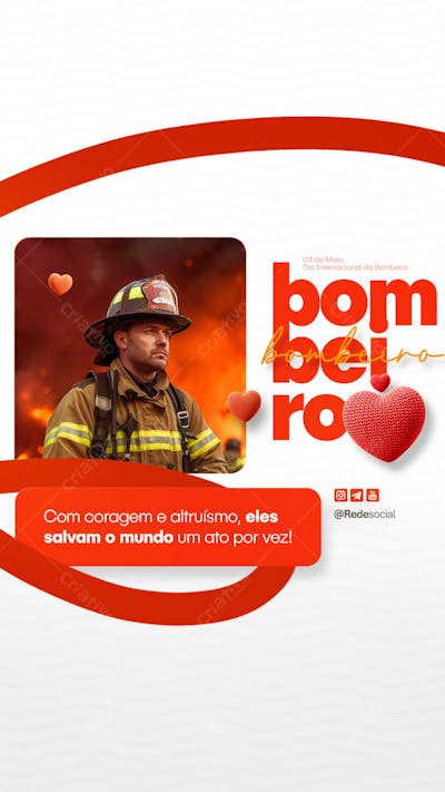Dia Internacional do Bombeiro - 04 de Maio Dia do Bombeiro Social Media PSD Editável (3)