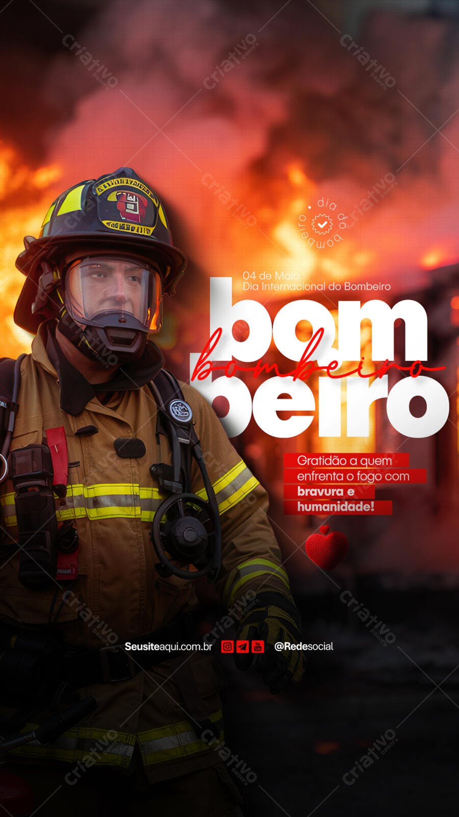 Postagem Dia Internacional do Bombeiro PSD Editável