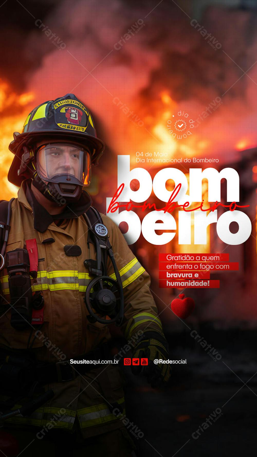 Dia Internacional do Bombeiro - 04 de Maio Dia do Bombeiro Social Media PSD Editável (6)