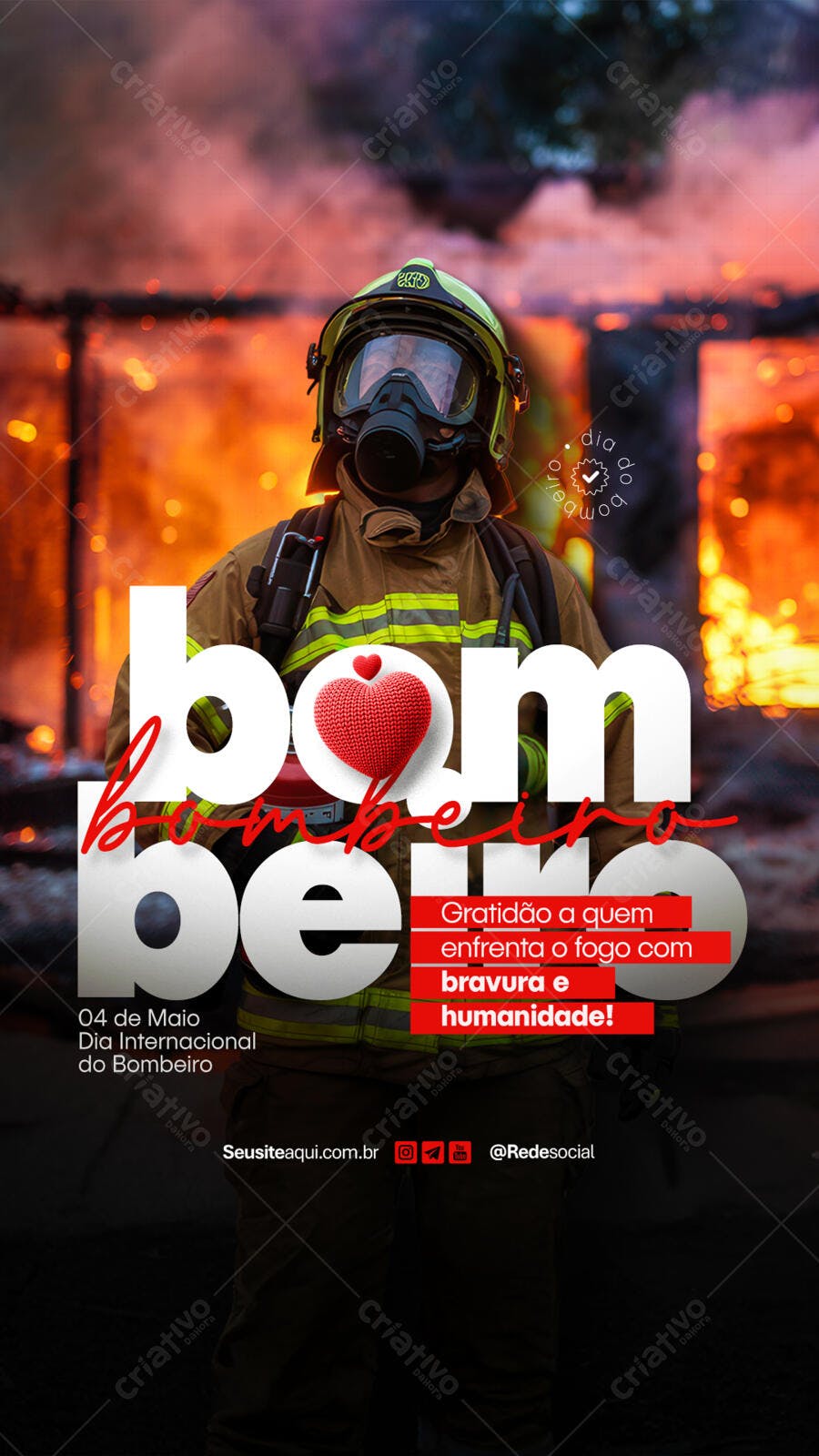 Flyer Dia do Bombeiro 04 de Maio PSD Editável