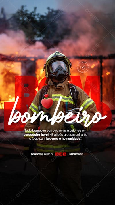 Dia Internacional do Bombeiro - 04 de Maio Dia do Bombeiro Social Media PSD Editável (4)