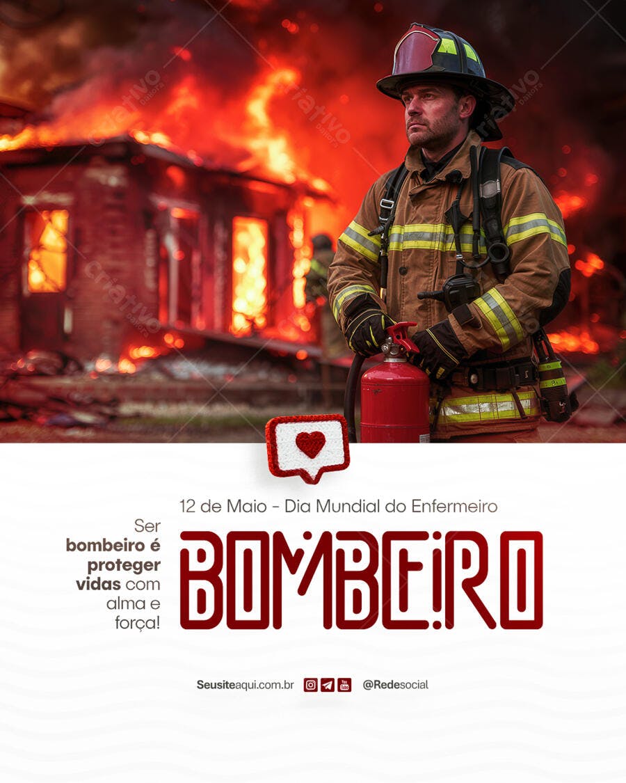 Flyer Dia Nacional do Bombeiro PSD Editável