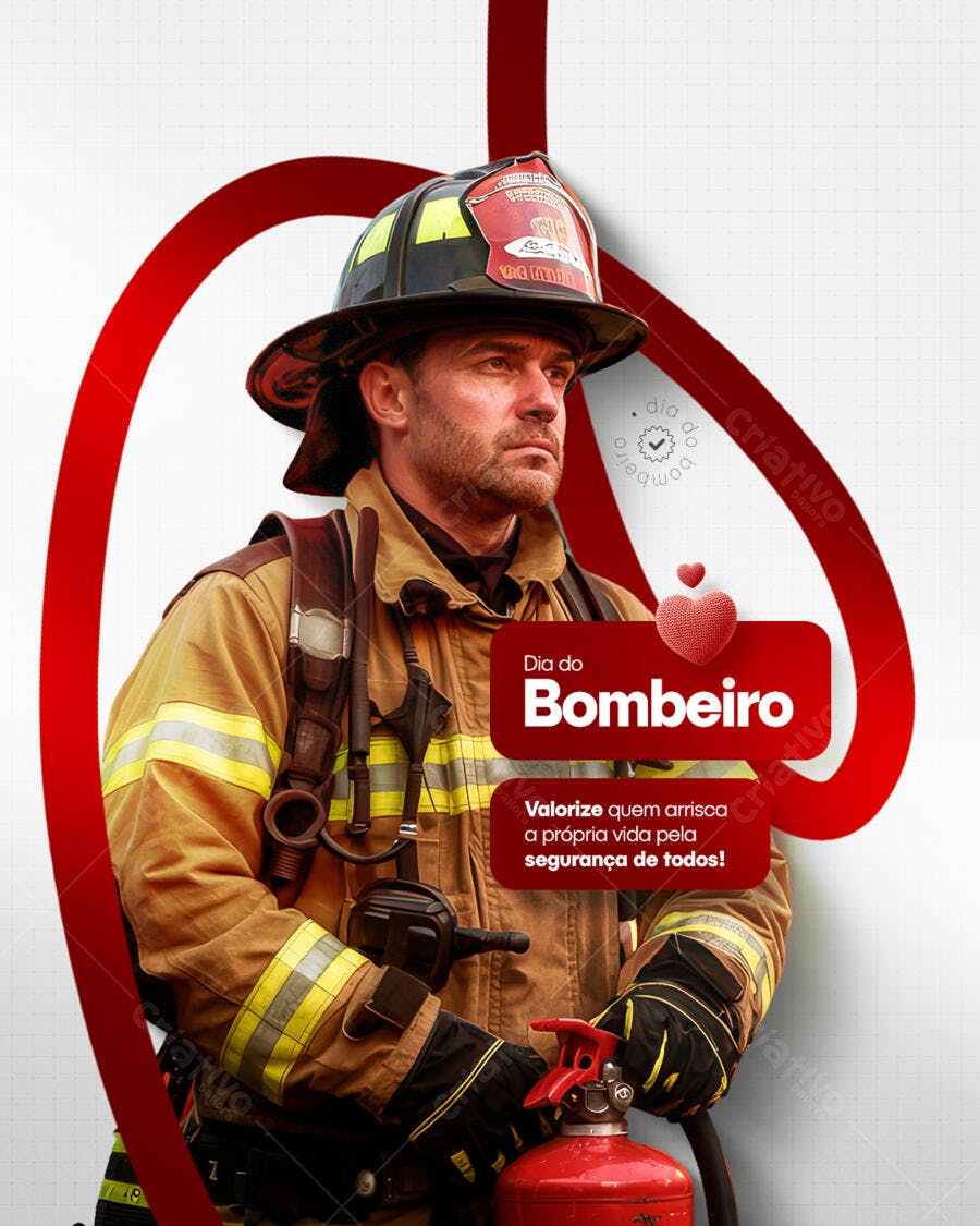 Post para o Dia do Bombeiro PSD Editável